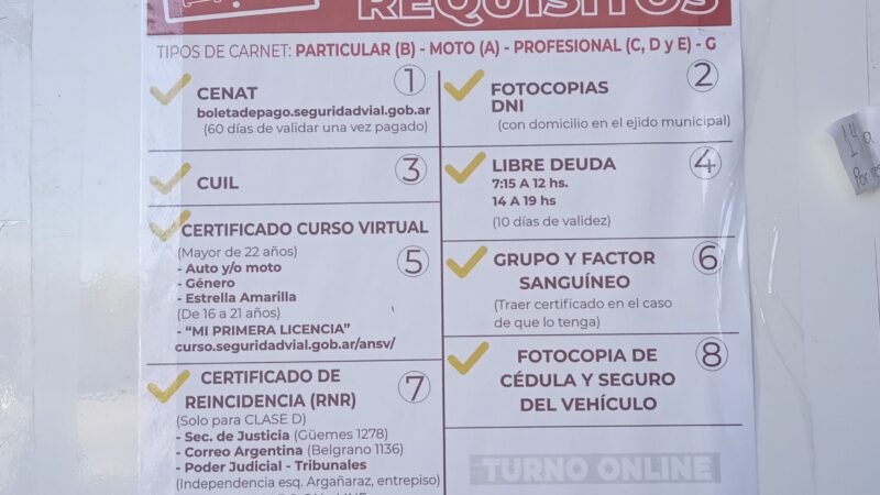 Requisitos para  la licencia de conducir
