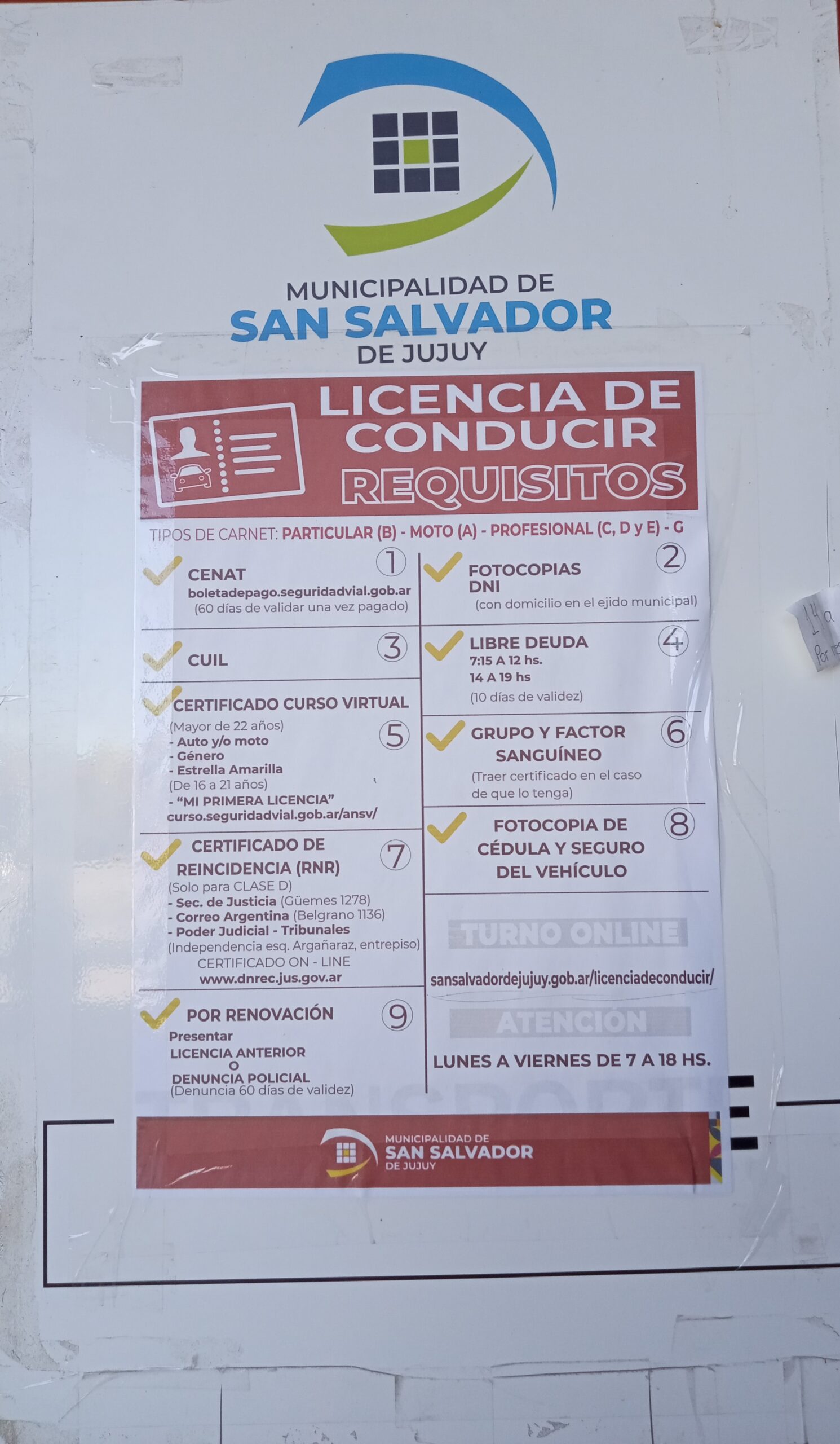 Requisitos para  la licencia de conducir