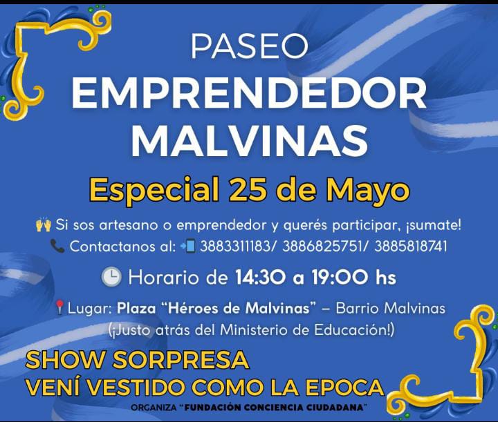 El espíritu del 25 de Mayo se vive en el Paseo Emprendedor Malvinas