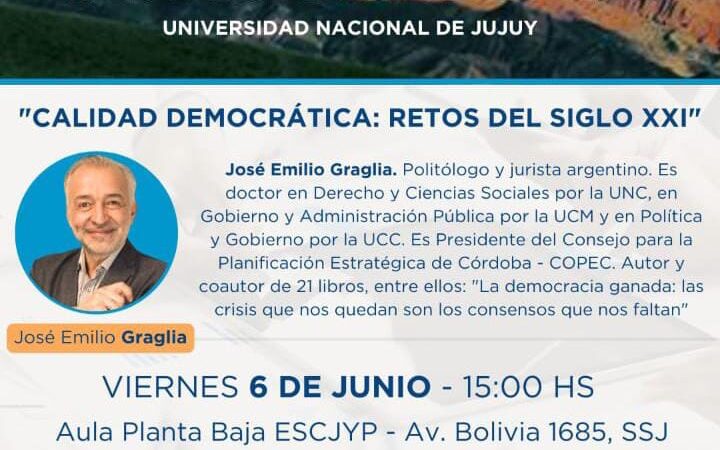 José Emilio Graglia disertará sobre los desafíos de la democracia en el siglo