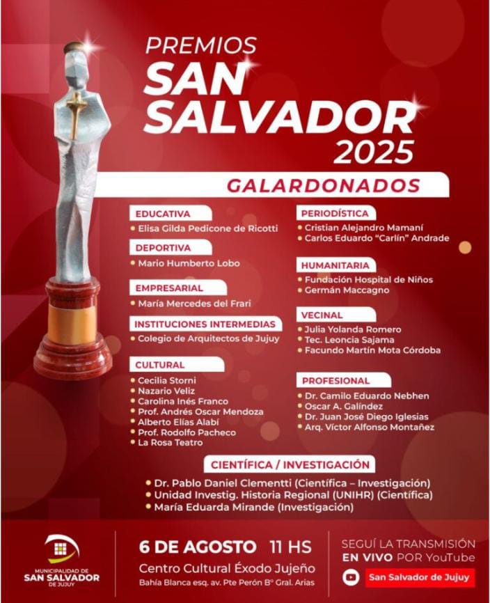 El Municipio anunció a los 25 galardonados de los Premios San Salvador 2025