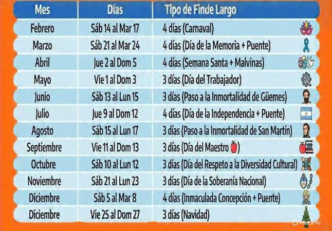 Feriados 2026 en Argentina: cuáles son los próximos fines de semana largos y por qué se conmemoran